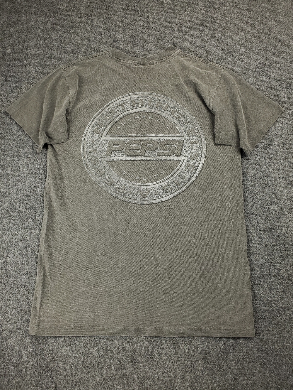 Vintage Pepsi T Shirt Size Medium Double Sided Graphic Single Stitch Faded Gray